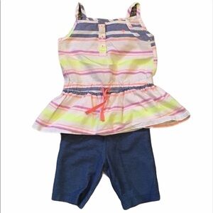 CARTER’S Striped Peplum Tank & Shorts size 2T